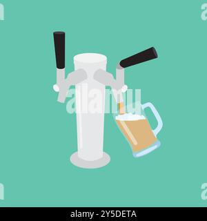 Beer tap icon, oktoberfest and alcohol, beer crane vector icon, beer pour vector graphics Stock Vector