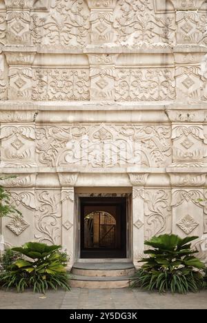 Carved stone entrance to palace in solo indonesia Stock Photo