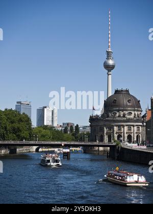 Berlin, view over the Spree to the television tower and Museum Island Stock Photo