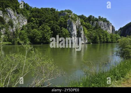 Donaudurchbruch bei Weltenburg im niederbayerischen Landkreis Kelheim, Bayern, Deutschland, Danube Gorge near Weltenburg in the Lower Bavarian distric Stock Photo