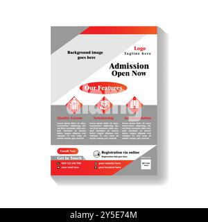 Creative and modern online kids back to school education admission layout flyer poster banner design template. School, College, University admission. Stock Vector