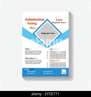 Creative and modern online kids back to school education admission layout flyer poster banner design template. School, College, University admission. Stock Vector