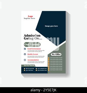 Creative and modern online kids back to school education admission layout flyer poster banner design template. School, College, University admission. Stock Vector