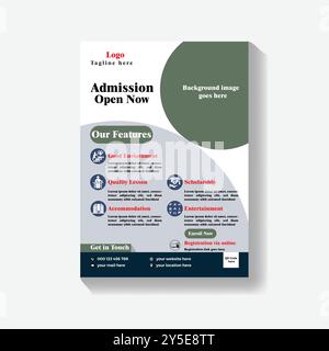 Creative and modern online kids back to school education admission layout flyer poster banner design template. Stock Vector