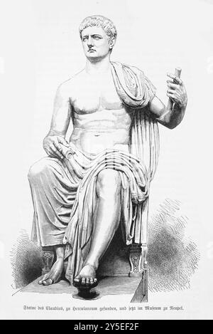 Marble statue of Roman Emperor Claudius from Herculaneum in the ...