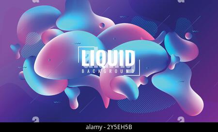 Modern 3D Fluid Shape Background with Colorful Waves, Ink Splashes, Gradient Blobs, and Liquid Colors Stock Vector