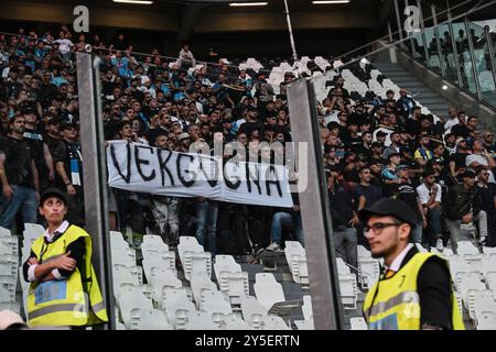 Turin, Italy. 21st Sep, 2024. Allianz Stadium, 21.09.24: SSC Napoli fans during the Serie A match between Juventus FC and SSC Napoli at Allianz Stadium in Turin, Italy Soccer (Cristiano Mazzi/SPP) Credit: SPP Sport Press Photo. /Alamy Live News Stock Photo