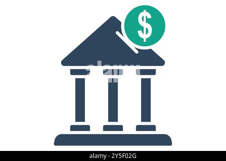 Banking icon. solid icon style. icon related to bill and payment. business elements vector illustration Stock Vector