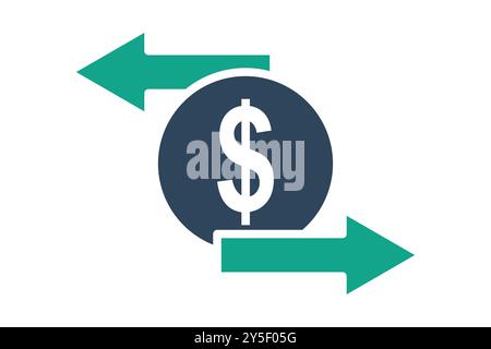 Transfer icon. solid icon style. money with arrow. icon related to bill and payment. business elements vector illustration Stock Vector