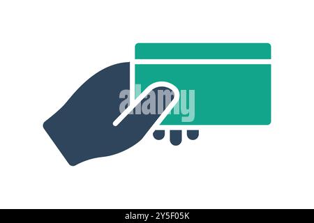 Card payment icon. solid icon style. hand holding credit card. icon related to bill and payment. business elements vector illustration Stock Vector