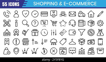 E-Commerce outline icons set. Online shopping outline icon collection. Editable stroke. Vector illustration Stock Vector