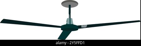green ceiling fan vector illustration. top ceiling fan isolated on white background.retro minimalistic fan design Stock Vector