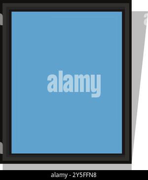 Minimal wall mirror with black frame vector illustration. 2d flat cartoon mirror design isolated on white backgroun for cartoon animation Stock Vector