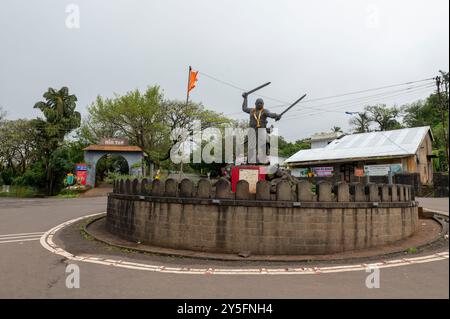 Kolhapur , India - 8 September 2024  Statue of Veer Baji Prabhu Deshpande was a general of the Maratha Army near Panhala Fort at Maharashtra India Stock Photo