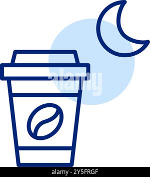 Takeaway coffee mug. Late night working hours, drinks delivery and takeout. Pixel perfect, editable stroke vector icon Stock Vector