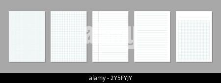 Paper page in flat style. Sheet with lines and grid vector illustration on isolated background. Blank document sign business concept. Stock Vector