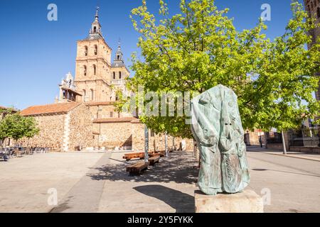 View of the Cathedral of Santa Maria from the Eduardo de Castro square in Astorga, Way of St. James, Leon, Spain Stock Photo