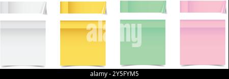 Paper sticky note set in flat style. Note paper pieces vector illustration on isolated background. Sheets of note papers sign business concept. Stock Vector