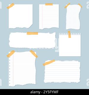 Paper sheet icon set in flat style. Note paper pieces vector illustration on isolated background. Sheets of note papers sign business concept. Stock Vector