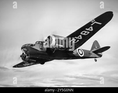 The Bristol Blenheim was a British light bomber designed and built by the Bristol Aeroplane Company, and used extensively in the first two years of the Second World War. The Type 142 first flew in April 1935, and the Air Ministry, ordered a modified design as the Type 142M which became the Blenheim Mk.I for the Royal Air Force (RAF) as a bomber.It was converted into a heavy fighter by the addition of a gun pack with four Browning .303 in (7.7 mm) machine guns mounted under the fuselage. The later Blenheim Mk.IV was used as a maritime patrol aircraft Stock Photo