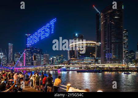 Brisbane, QLD, Australia - Sep 21, 2024: Drone show at the Brisfest 2024 Stock Photo