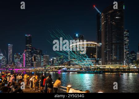 Brisbane, QLD, Australia - Sep 21, 2024: Drone show at the Brisfest 2024 Stock Photo