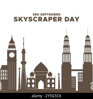Skyscraper Day , 3rd September, greeting card, editable template, stock illustration, Skyscraper Day concept design. Stock Vector
