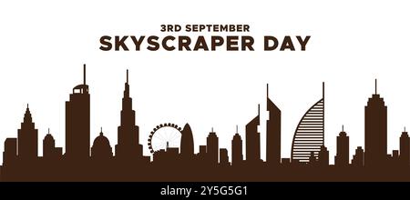 Skyscraper Day , 3rd September, greeting card, editable template, stock illustration, Skyscraper Day concept design. Stock Vector