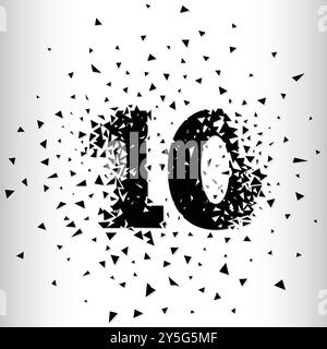 Exploding Numbers 10 Image Broken numbers 10. Explosion effects. Vector and illustration Stock ...