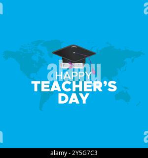happy Teachers day, Teacher day greeting card, Social media template, editable template, teacher day  social media design. Stock Vector