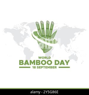 World Bamboo Day, 18 September, bamboo day stock illustration, vector illustration, banner, post, ads design, editable template. Stock Vector