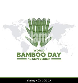 World Bamboo Day, 18 September, bamboo day stock illustration, vector illustration, banner, post, ads design, editable template. Stock Vector