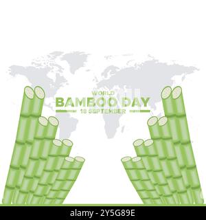 World Bamboo Day, 18 September, bamboo day stock illustration, vector illustration, banner, post, ads design, editable template. Stock Vector