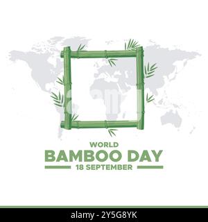 World Bamboo Day, 18 September, bamboo day stock illustration, vector illustration, banner, post, ads design, editable template. Stock Vector