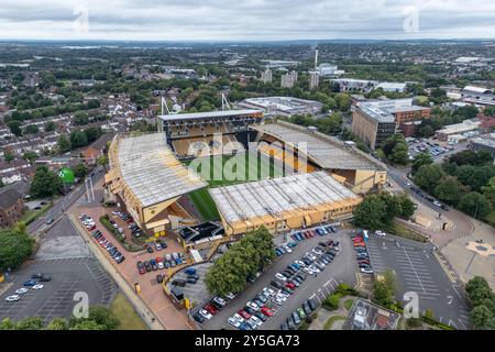 Aerial view of Molineux Stadium, home of the Wolves FC, Wolverhampton, UK. Stock Photo