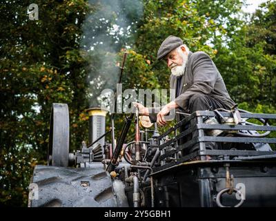 PORTRAIT OF STEAM ENGINE OWNER STANDING ON HIS STEAM ENGINE SAINT ...