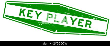 Grunge green key player word hexagon rubber seal stamp on white background Stock Vector