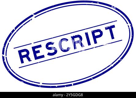 Grunge blue rescript word oval rubber seal stamp on white background Stock Vector