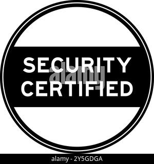 Black color round seal sticker in word security certified on white background Stock Vector