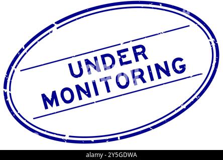 Grunge blue under monitoring word oval rubber seal stamp on white background Stock Vector
