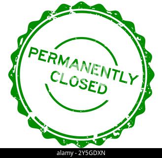 Grunge green permanently closed word round rubber seal stamp on white background Stock Vector