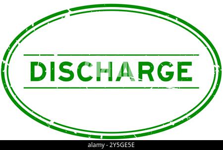 Grunge green discharge word oval rubber stamp in white background Stock Vector