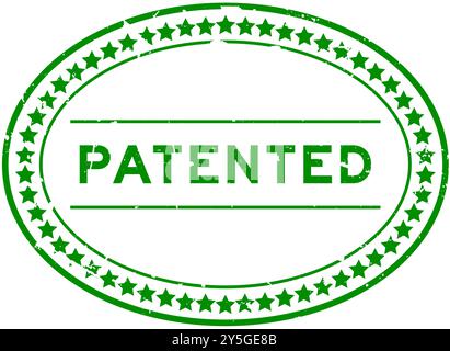 Grunge green patented word oval rubber seal stamp on white background Stock Vector