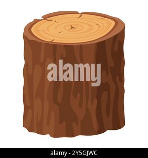 A vector illustration of a wooden log stump with detailed texture and cracks. Stock Vector