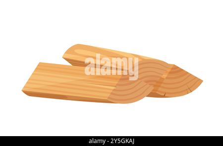A vector image of wooden log pieces, showcasing detailed texture and cut sections. Stock Vector