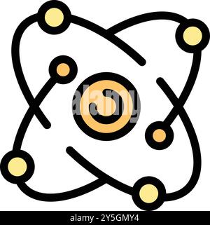 Electrons are rotating around the nucleus of an atom, symbolizing scientific research Stock Vector