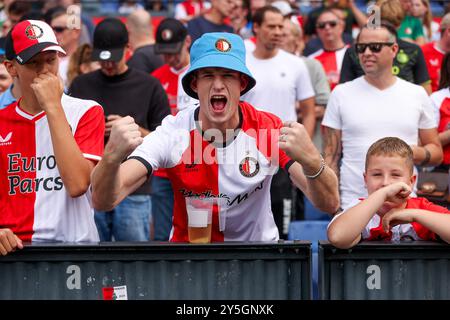 Rotterdam, Netherlands. 22nd Sep, 2024. ROTTERDAM, NETHERLANDS - SEPTEMBER 22: Fans and Supporters of Feyenoord during the Dutch Eredivisie match between Feyenoord and NAC Breda at Stadion Feijenoord on September 22, 2024 in Rotterdam, Netherlands. (Photo by Hans van der Valk/Orange Pictures) Credit: Orange Pics BV/Alamy Live News Stock Photo