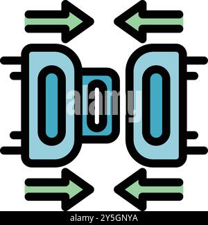 Electronic microchip processor transferring data with arrows pointing in opposite directions Stock Vector
