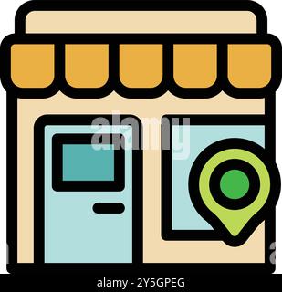 Colorful icon of a store location pin showing shop availability for retail marketing Stock Vector