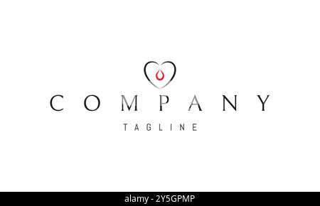 Vector logo with an abstract image of a heart with a drop of blood inside. Stock Vector